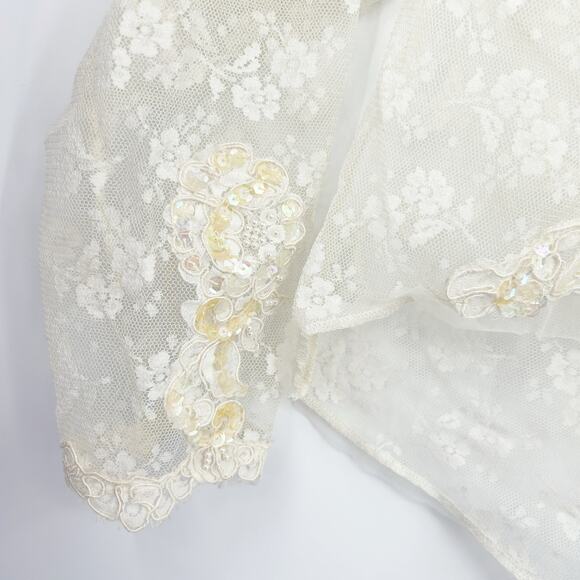 Victorias Secret VS VTG Gold Label Fairycore Sequin Floral Lace Top Size S Cream - Picture 4 of 6